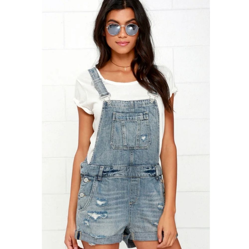 Silent New York BLANK NYC Distressed Raw Hem Denim Overalls size 27 NWT